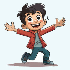 simple 2d cartoon character A happy cute boy vector