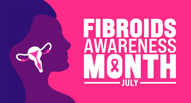 July is Fibroids Awareness Month background template. Holiday concept. use to background, banner, placard, card, and poster design template with text inscription and standard color. vector