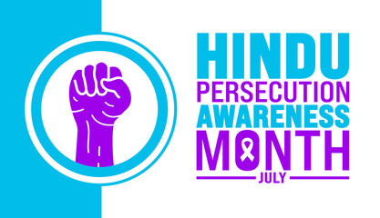 July is Hindu Persecution Awareness Month background template. Holiday concept. use to background, banner, placard, card, and poster design template with text inscription and standard color. vector