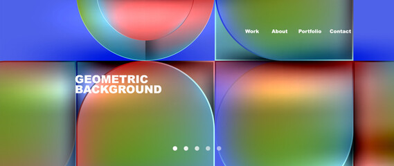 Circles and lines. Bright colorful geometry with glassmorphism effect. Vector Illustration For Wallpaper, Banner, Background, Card, Book Illustration, landing page