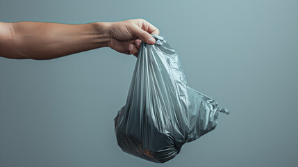 hand holding transparent plastic with trash, Ai generated Images