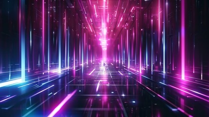 Abstract neon light background illustration generated by ai