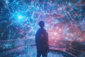 Fototapeta premium Future lifestyle in metaverse with AI technology and IoT.