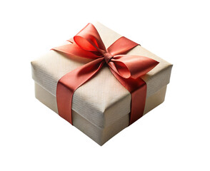 A festive gift box, tied with a beautiful red ribbon
