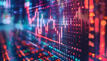 Obraz premium Up and down numerical graph graphics related to stocks that show abstraction