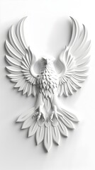 Fototapeta premium Majestic Foam Sculpted Eagle with Outstretched Wings in Stark White Backdrop