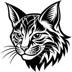 bobcat face logo silhouette vector illustration