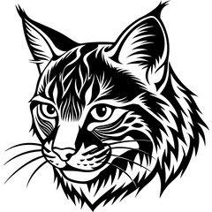 bobcat face logo silhouette vector illustration
