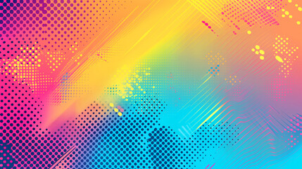 A colorful background with a lot of dots. The background is purple, blue, and orange. Background colorful halftone gradient vector background