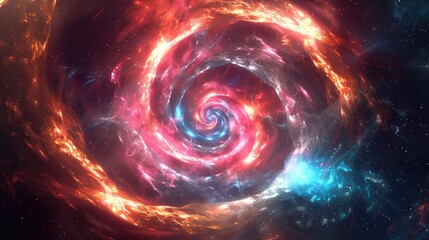 Obraz premium Dynamic holographic vortex swirling with neon lights and cosmic energy for digital background