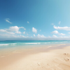 Serene Beachfront Under a Clear Blue Sky with Soft Sand Dunes and Gentle Waves