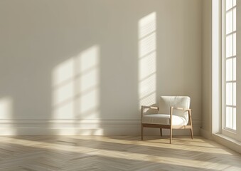 Minimalist Beige Living Room with Modern Furniture and Natural Light