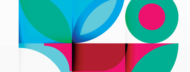 Obraz premium Circles and petals. Geometric beautiful abstract minimal template for Wallpaper, Banner, Background, Card, Book Illustration, landing page