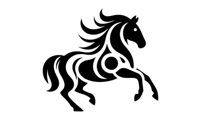 Horse heads vector silhouette illustration, decorative and minimalist logo template