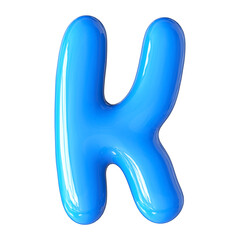 Blue 3D Font Letter K uppercase