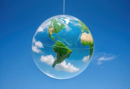 Globe hanging in the sky.