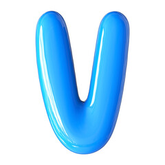 Blue 3D Font Letter V uppercase