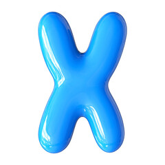 Blue 3D Font Letter X uppercase