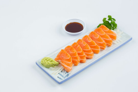 Crab sticks are placed on a plate and ready to serve.