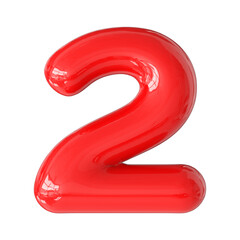 Red 3D Number 2