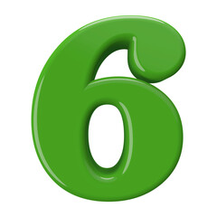 Green 3D Number 6