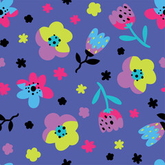colorful flower pattern design as vector for kids fashion