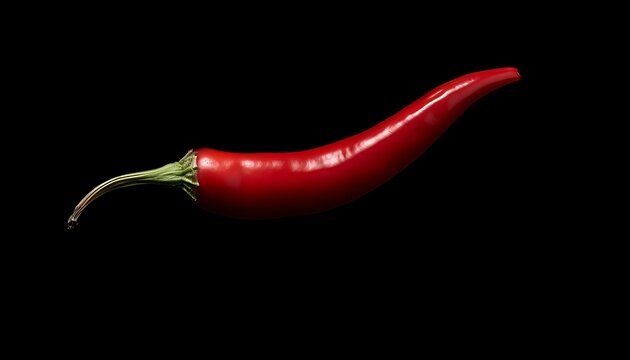 fresh hot red chili pepper on a black background
