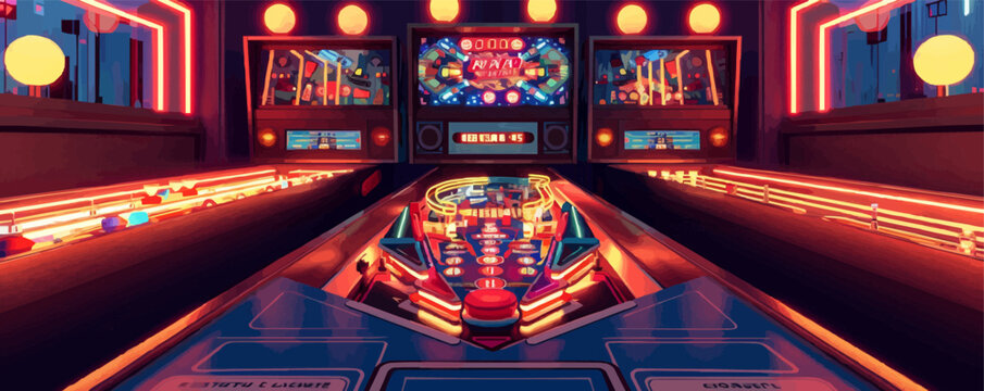 Nostalgic pinball machine with lights Vector flat minimalistic isolated illustration