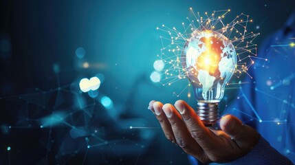 Innovation and Technology glowing light bulb with a beautiful bokeh background, creating a visually striking and inspirational effect