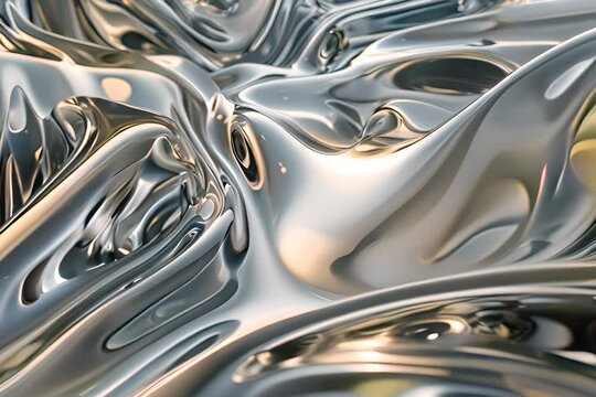Liquid Metal 3d Shapes, Longing, Balance, Fluctuation Concept, Color Flowing and Variability Shape, Generative AI Illustration