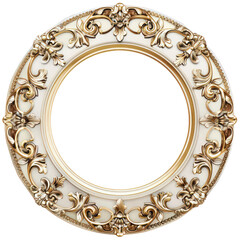 Transparent vintage style golden wooden frame with ornaments clipart