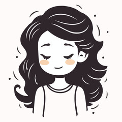 A cartoon girl with a shy face logo vector illustration