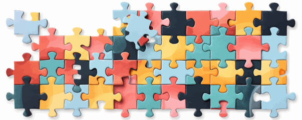 Jigsaw puzzle on a white background. Vector flat minimalistic isolated