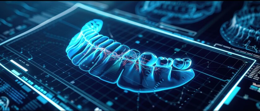 Holographic dental treatment plan, digital interface, tele dentistry advancement, modern medical technology