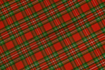 Christmas Tartan Plaid Seamless Design Checkered plaid. Cloth Pattern background of Scottish style. new year textile decorations. Red, Green yellow Black top view. empty tablecloth table cloth texture