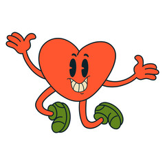 Hippie Psychedelic Character with Vintage Cartoon Style. Isolated Vector Illustration.