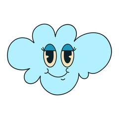 Hippie Psychedelic Character with Vintage Cartoon Style. Isolated Vector Illustration.