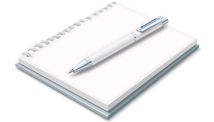 Naklejka premium Notepad with pen placed on top of it. Suitable for office and education related projects.