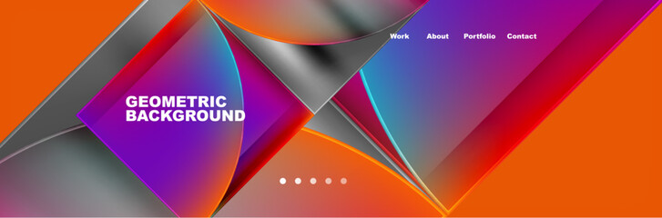 Round triangles and squares web site page template. Vector Illustration For Wallpaper, Banner, Background, Card, Book Illustration, landing page
