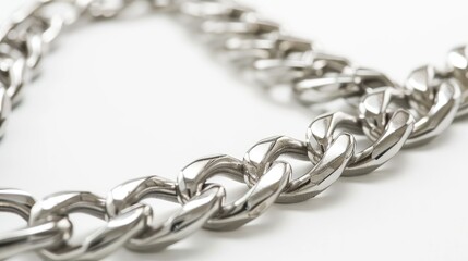 Obraz premium Close up of silver chain on a white backdrop
