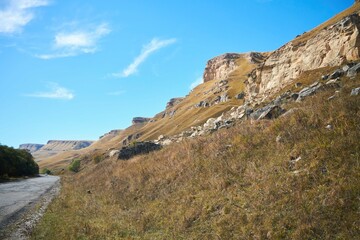 A natural mountain landscape. High peaks of the Caucasus Mountain Range