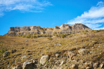 A natural mountain landscape. High peaks of the Caucasus Mountain Range