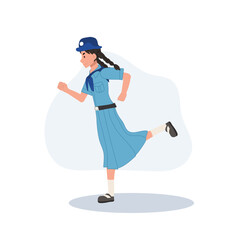young thai girl scout uniform running action joyful outdoor activity
