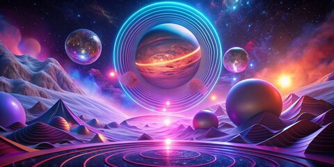 The scene is vibrant and full of energy, with a sense of wonder and exploration