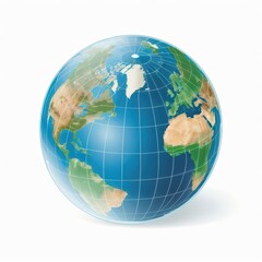 Fototapeta premium Globe with countries and continents labeled, showing landmasses and oceans.