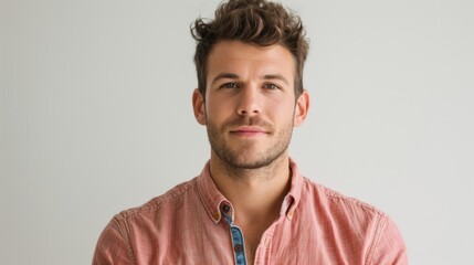 Handsome American man on white background