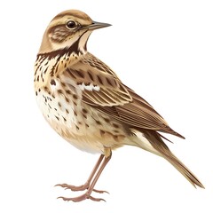 Fototapeta premium A lark clipart, bird element, vector illustration, brown, isolated on white background