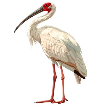 recommend clip art: A ibis clipart, bird element, vector illustration, white and red, isolated on white background