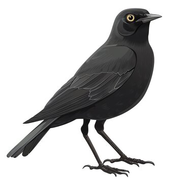 recommend clip art: A blackbird clipart, bird element, vector illustration, black, isolated on white background