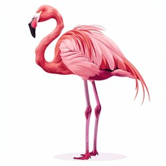 A flamingo clipart, bird element, vector illustration, pink, isolated on white background